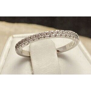 Vintage Cubic Zirconia Band‎ Ring Size 6.75 Sterling Silver 925 Ring Dainty